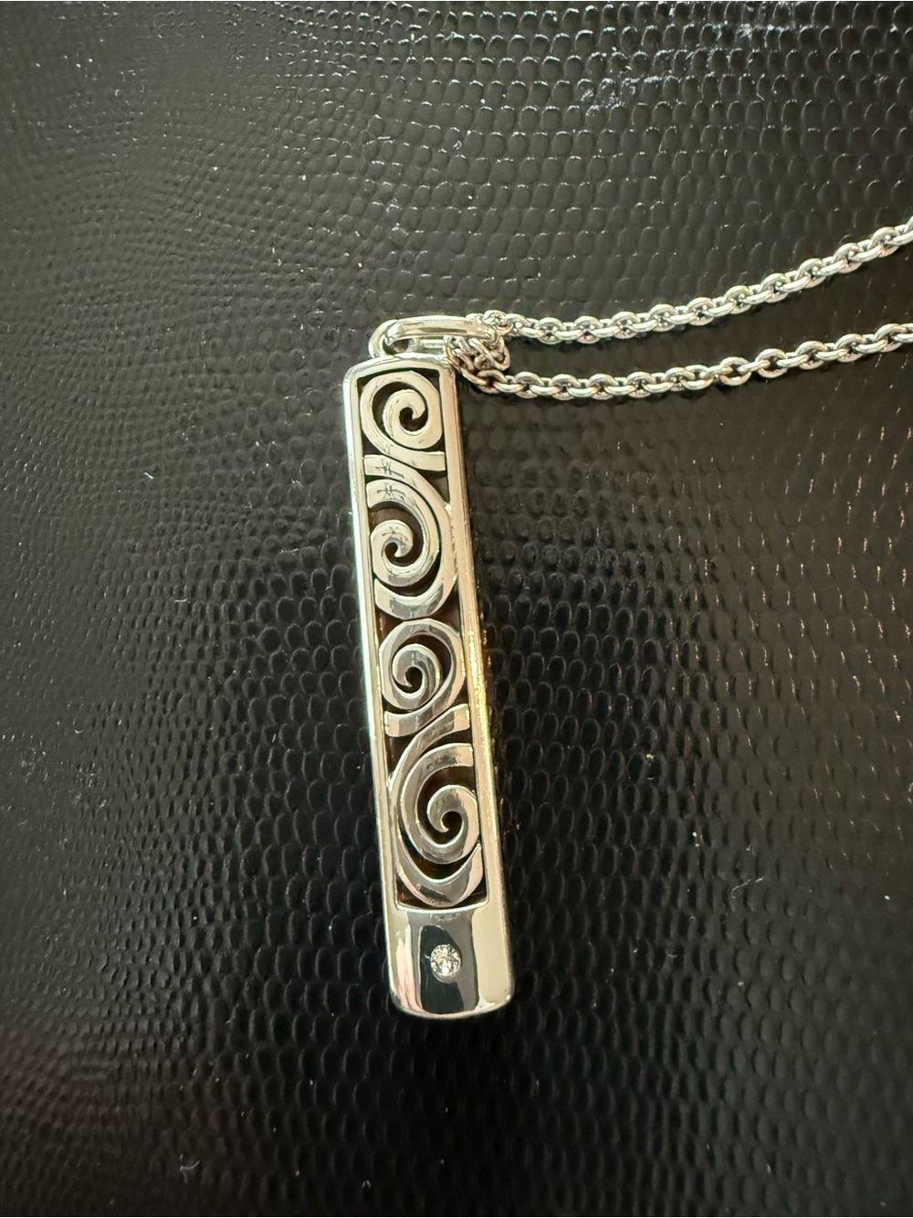 Brighton Silver Swirl Bar Pendant Necklace - Picture 3 of 6